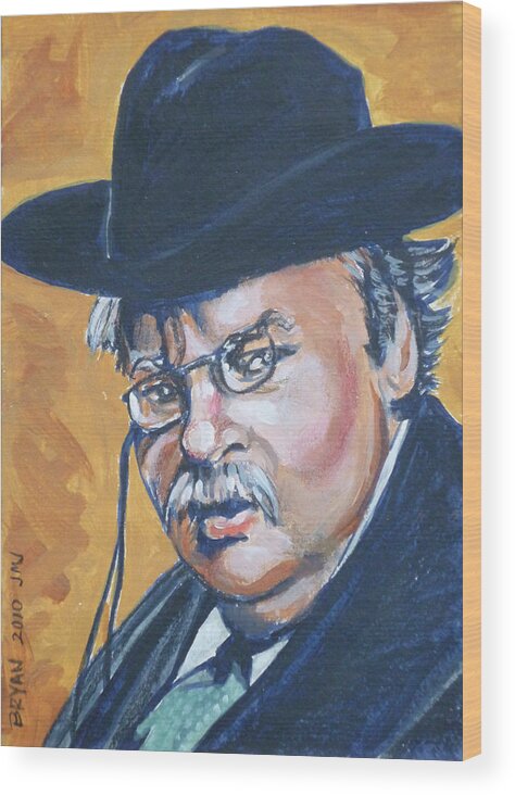 Gkc Wood Print featuring the painting Gilbert Keith G.K. Chesterton by Bryan Bustard