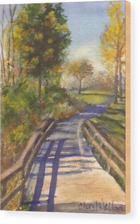 Bridge Wood Print featuring the painting Going Home by Cheryl Wallace