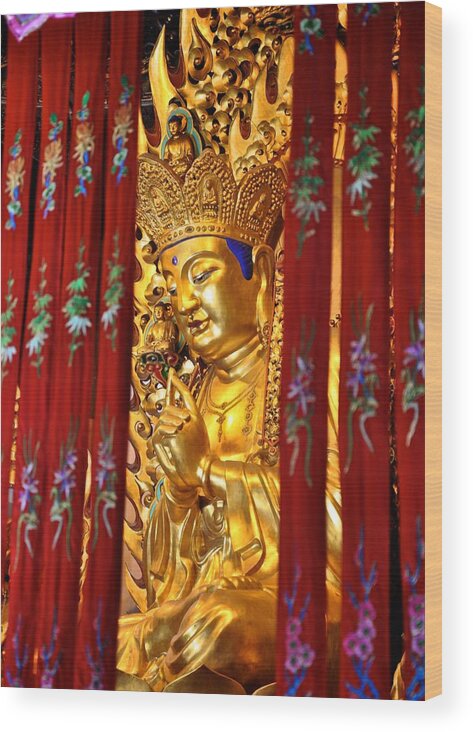 Buddha Wood Print featuring the photograph Golden Buddha by Matt MacMillan