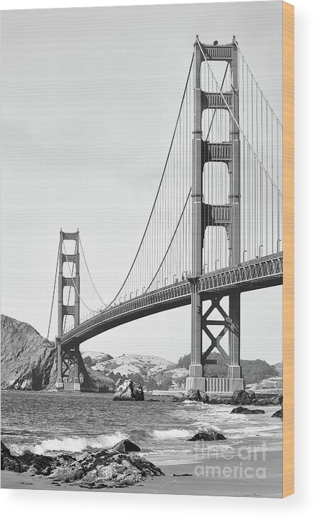 Architecture Wood Print featuring the photograph Golden Gate Bridge from Baker Beach 2 by Dean Birinyi