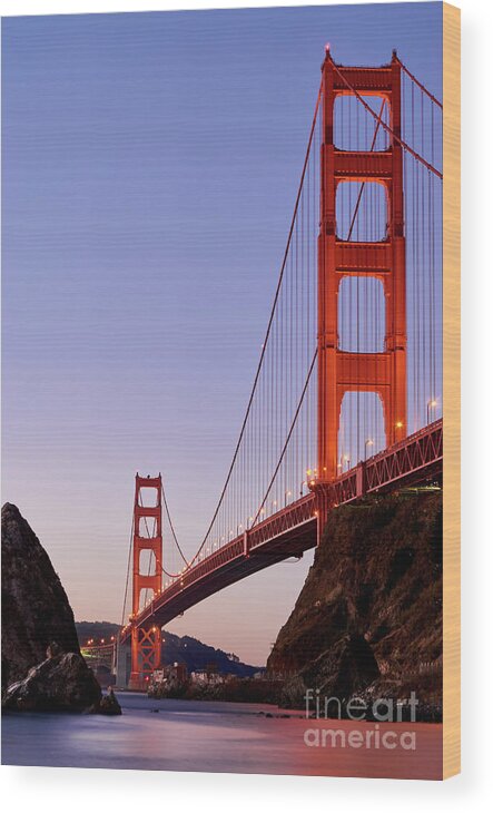 Architecture Wood Print featuring the photograph Golden Gate Bridge from Fort Baker, Dawn by Dean Birinyi