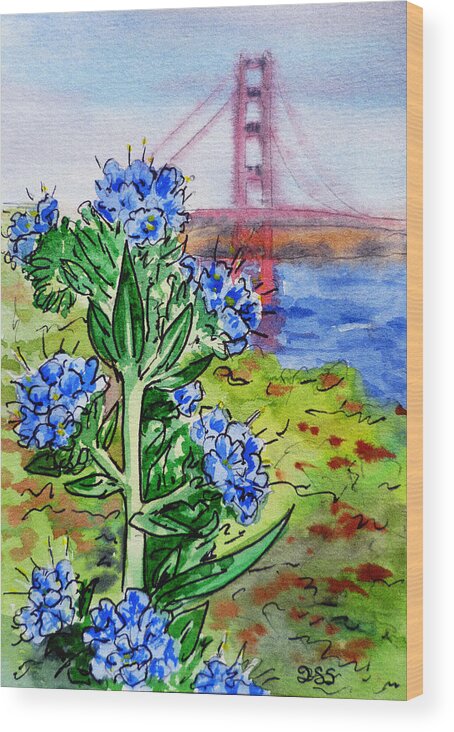 Golden Gate Wood Print featuring the painting Golden Gate Bridge San Francisco by Irina Sztukowski