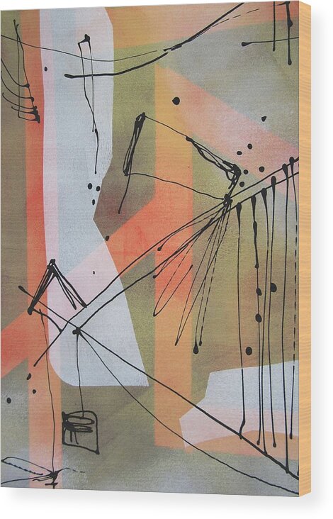 Abstract Wood Print featuring the painting Good Vibrations One by Louise Adams
