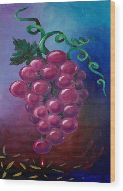 Grape Wood Print featuring the painting Grapes by Kevin Middleton