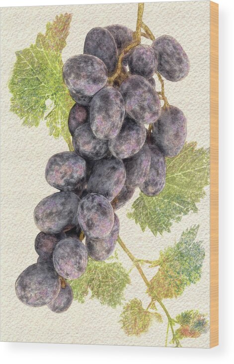  Wood Print featuring the digital art Luscious Grapes by Bill Johnson