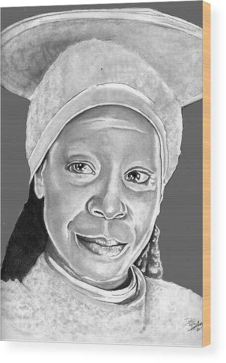 Guinan Wood Print featuring the drawing Guinan by Bill Richards
