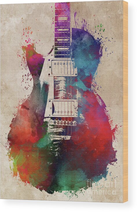 Guitar Wood Print featuring the digital art Guitar Art by Justyna Jaszke JBJart