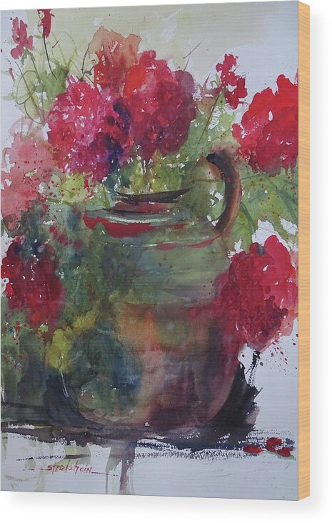 Geraniums Wood Print featuring the painting Gurko Geraniums by Sandra Strohschein