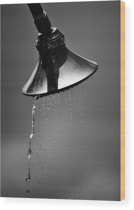 Shower Wood Print featuring the photograph h2o by Carolyn Mickulas