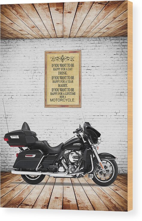 Harley Davidson Wood Print featuring the photograph Happy For A Day by Mark Rogan