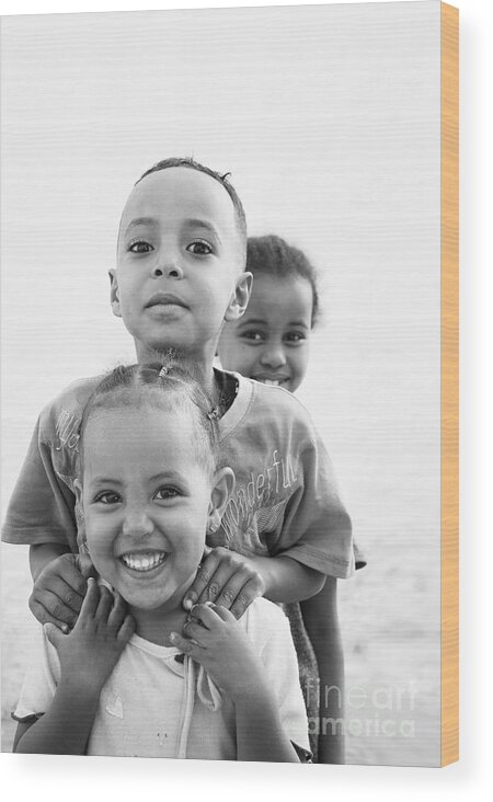Happy Wood Print featuring the photograph Happy Smiling Ethiopian African Kids In Harar Near Somalia Borde by JM Travel Photography