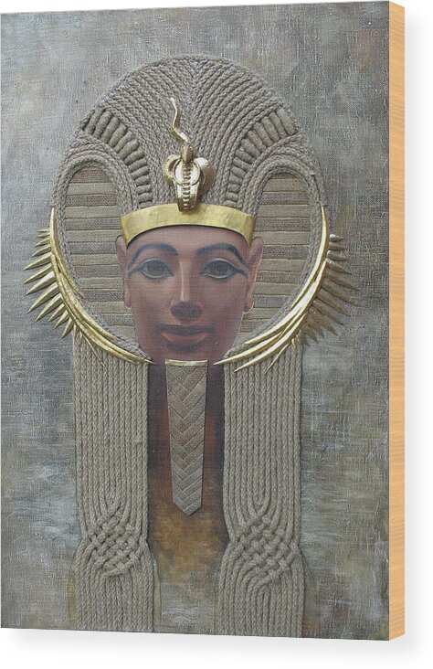 Hatshepsut Wood Print featuring the painting Hatshepsut. Female Pharaoh of Egypt by Valentina Kondrashova