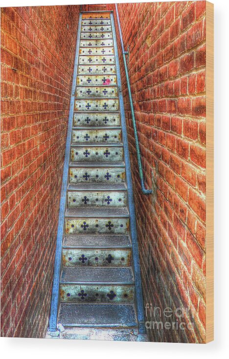 Architecture Wood Print featuring the photograph Hidden Stairway in Old Bisbee Arizona by Charlene Mitchell