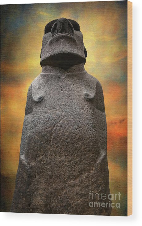 Easter Island Moai Wood Print featuring the photograph Hoa Hakananaia by Adrian Evans
