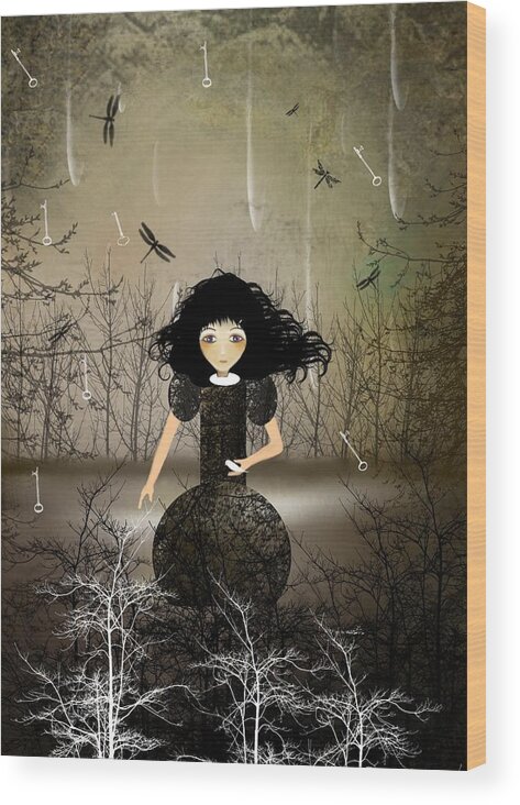Dark Wood Print featuring the digital art Hold Back the Rain by Charlene Zatloukal