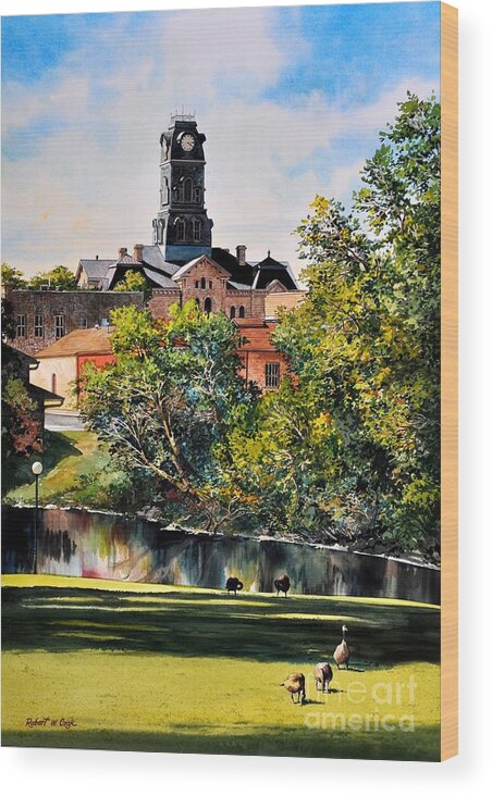 Town Courthouse Wood Print featuring the painting Hood County Summer by Robert W Cook