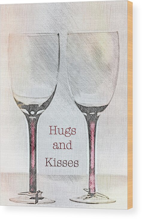 Hugs Wood Print featuring the digital art Hugs and Kisses by Sherry Hallemeier