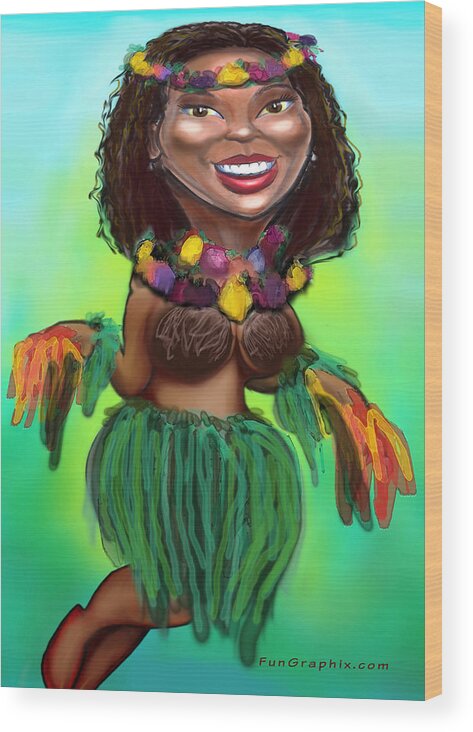 Luau Wood Print featuring the digital art Hula Dancer by Kevin Middleton