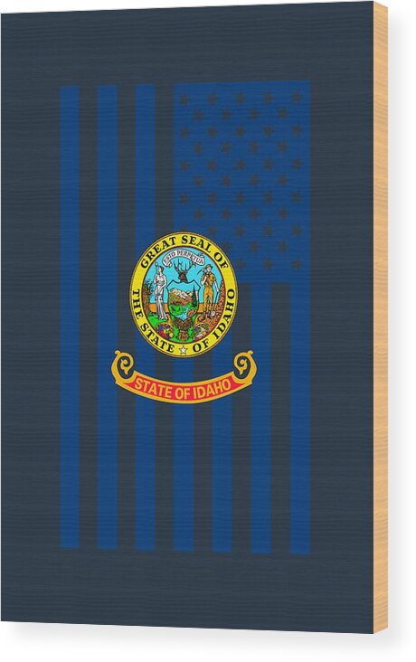 Idaho Wood Print featuring the digital art Idaho State Flag Graphic USA Styling by Garaga Designs