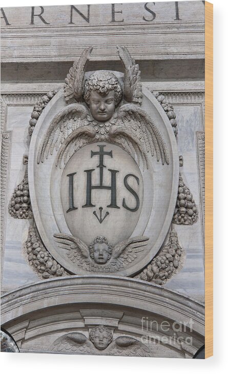 Christian Wood Print featuring the photograph IHS by Fabrizio Ruggeri
