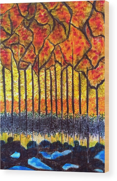 Trees Wood Print featuring the drawing Imaginarium by Dennis Ellman