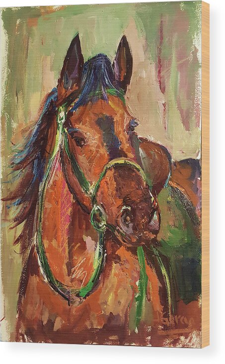 Horse Wood Print featuring the painting Impressionist Horse by Janet Garcia