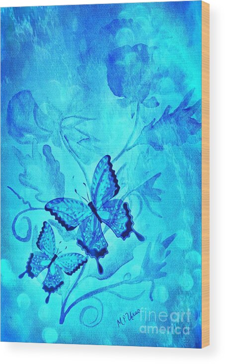 In The Blue Wood Print featuring the digital art In the Blue by Maria Urso