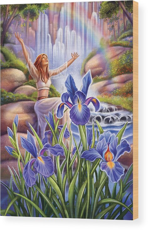Iris Wood Print featuring the painting Iris - Fine Tune by Anne Wertheim