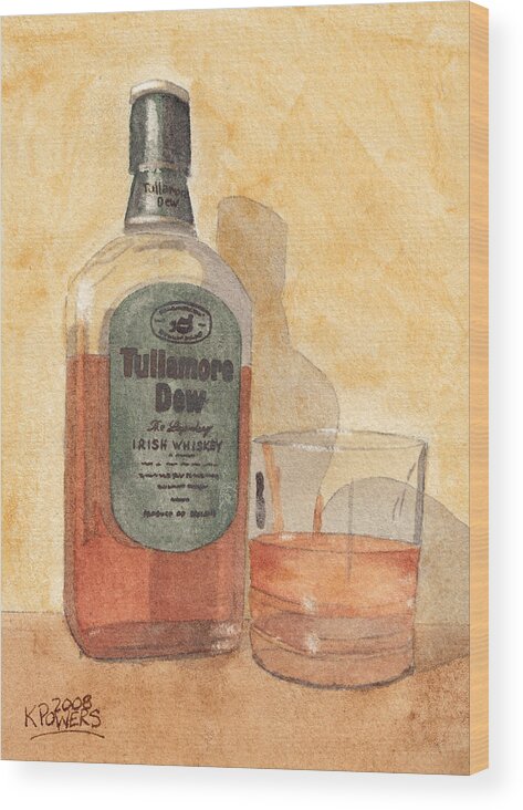 Irish Wood Print featuring the painting Irish Whiskey by Ken Powers