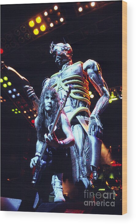 Iron Maiden Wood Print featuring the photograph Iron Maiden 1987 Steve Harris and Eddie by Chris Walter