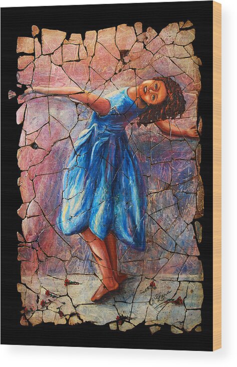 Isadora Duncan Wood Print featuring the painting Isadora Duncan - 1 by Lena Owens - OLena Art Vibrant Palette Knife and Graphic Design