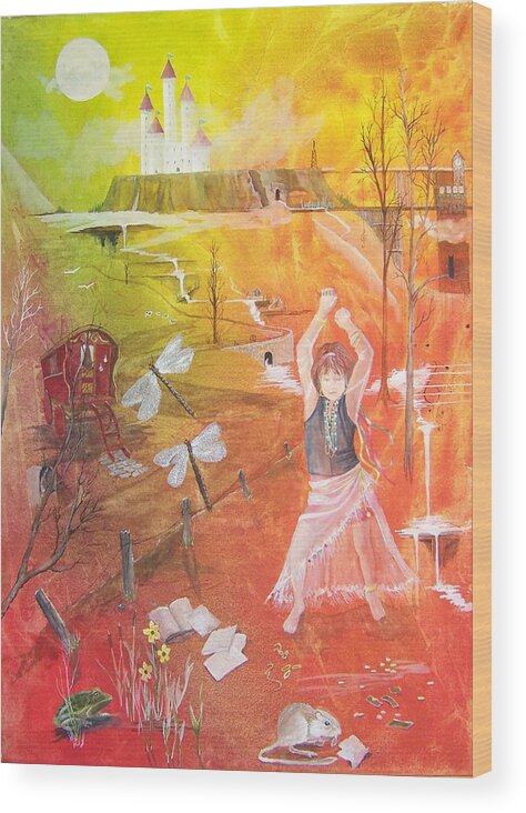 Gypsy Wood Print featuring the painting Jayzen - The Little Gypsy Dancer by Jackie Mueller-Jones