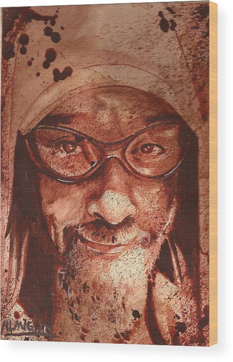 Ryan Almighty Wood Print featuring the painting JERM SNAP - portrait by Ryan Almighty