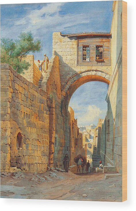 Carl Friedrich Heinrich Werner Wood Print featuring the photograph Jerusalem Street Scene by Munir Alawi