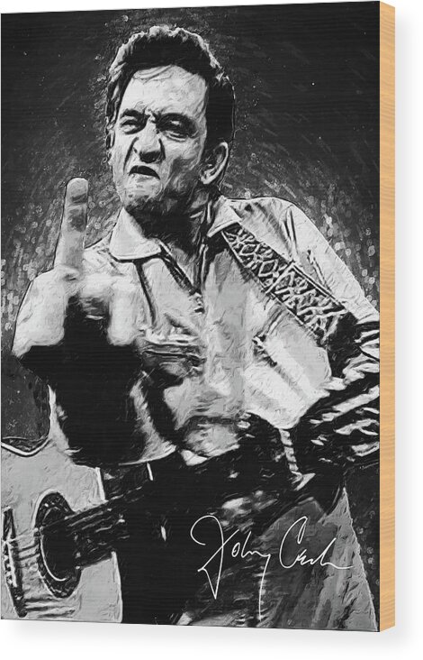 Johnny Cash Wood Print featuring the digital art Johnny Cash by Zapista OU