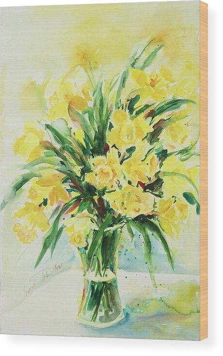 Flowers Wood Print featuring the painting Jonquils by Ingrid Dohm