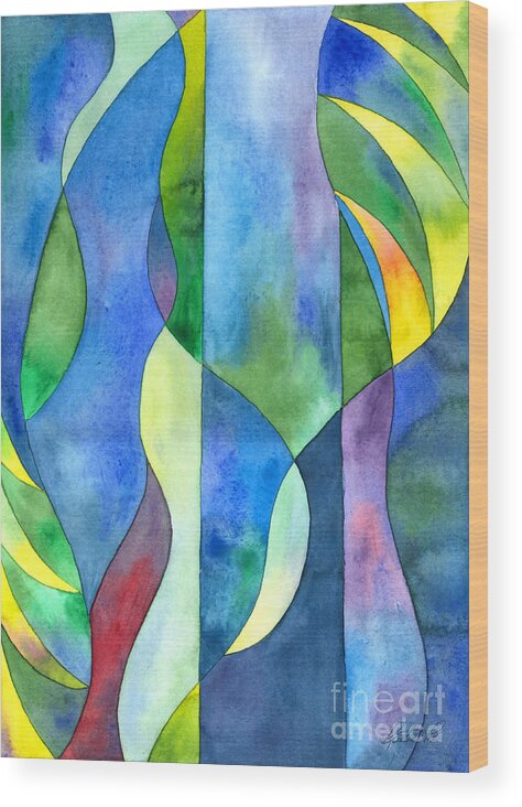 Artoffoxvox Wood Print featuring the painting Jungle River Abstract by Kristen Fox