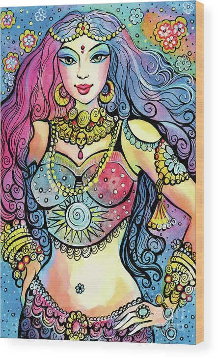 Indian Goddess Wood Print featuring the painting Kali by Eva Campbell