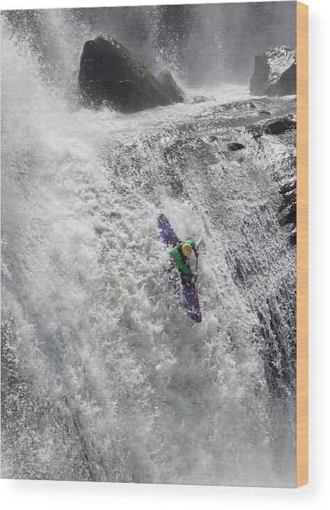 Kayak Wood Print featuring the photograph Kayaking the Falls by Beth Collins