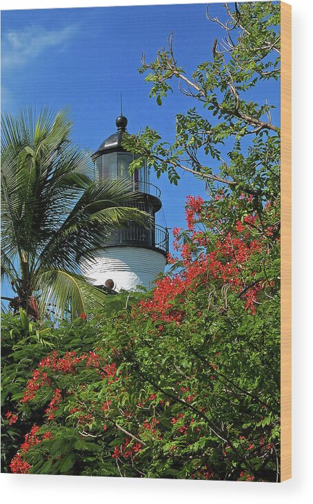 Tropical Wood Print featuring the photograph Key West Lighthouse by Frank Mari