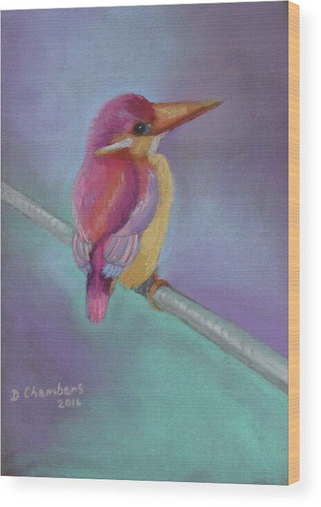 Exotic Birds Wood Print featuring the painting Kingfisher by Donna Chambers