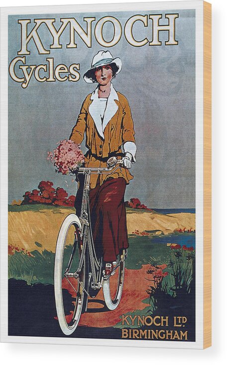 Vintage Wood Print featuring the mixed media Kynoch Cycles - Bicycle - Vintage Advertising Poster by Studio Grafiikka