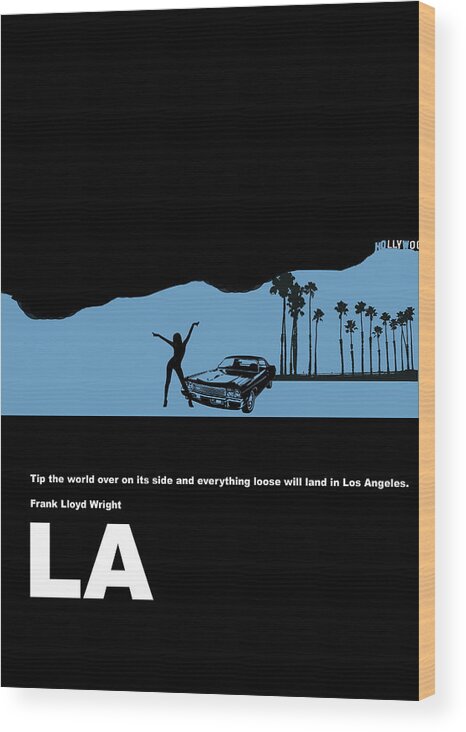 Los Angeles Wood Print featuring the digital art LA Night Poster by Naxart Studio