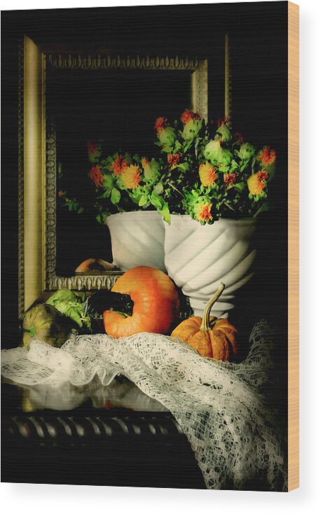 Drapery Wood Print featuring the photograph Lace and Mirror by Diana Angstadt
