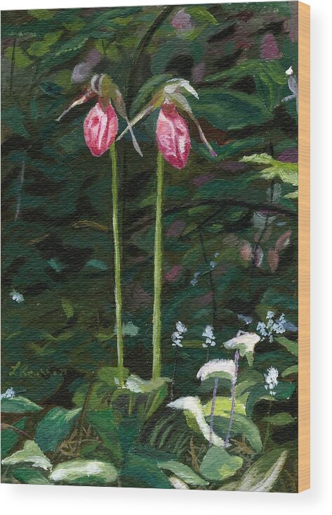 Lady Slipper Wood Print featuring the painting Lady Slipper by Lynne Reichhart