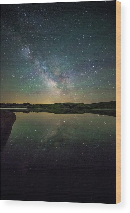 Milky Way Wood Print featuring the photograph Lake Hudson by Aaron J Groen