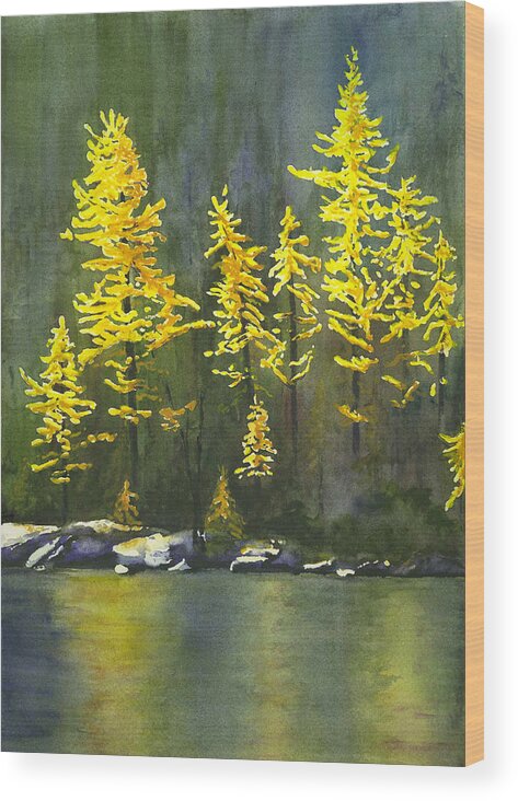 Larches Wood Print featuring the painting Larches by Marsha Karle