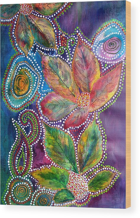 Mixed Media Wood Print featuring the painting Leaf Fiesta by Vijay Sharon Govender