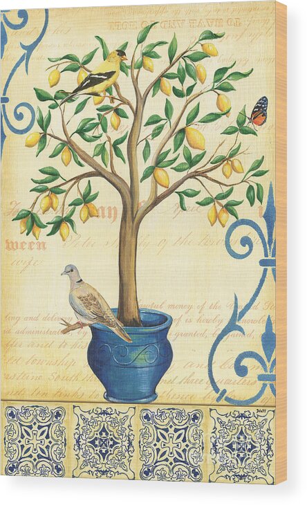Lemon Wood Print featuring the painting Lemon Tree of Life by Debbie DeWitt