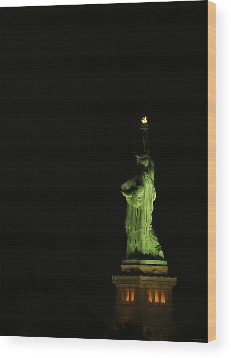 Liberty By Night Wood Print featuring the photograph Liberty by Night by Dark Whimsy